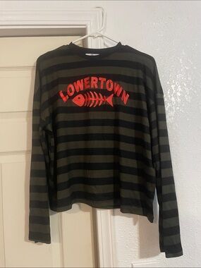 Striped Long Sleeve Tee in Gray & Black